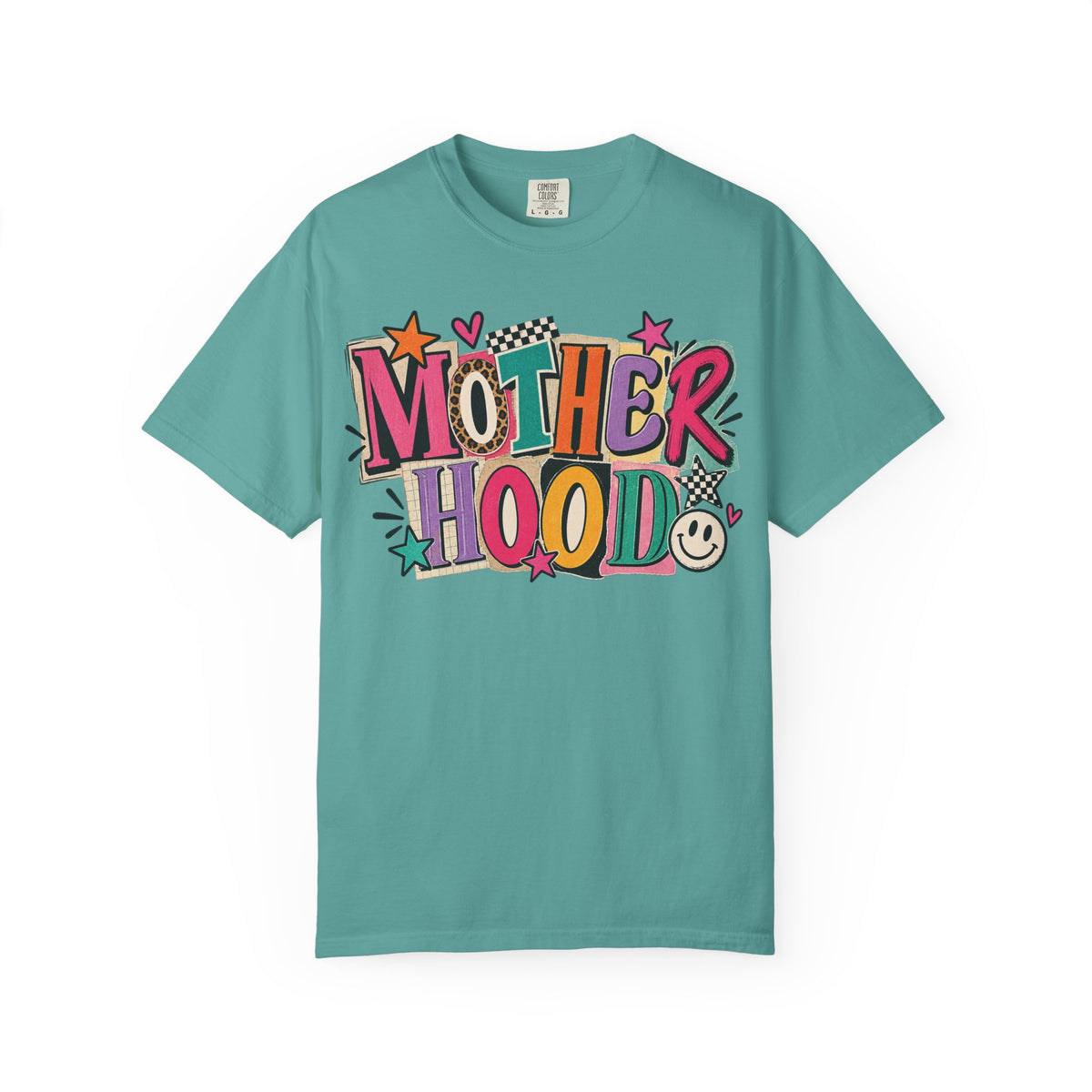 Motherhood Retro Doodle T-Shirt | Colorful Mom Typography