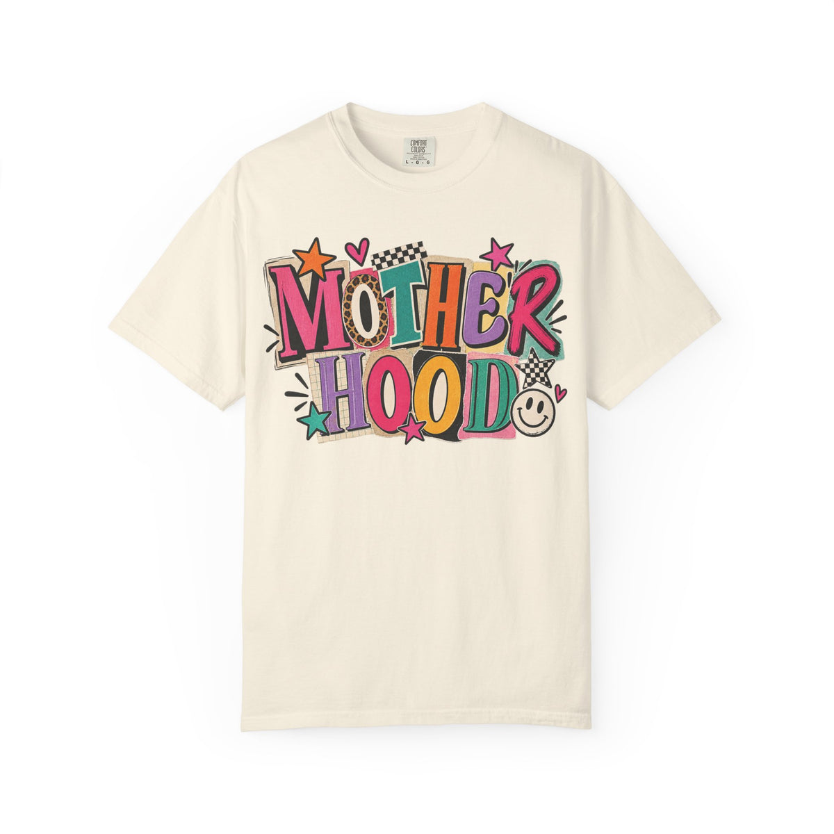 Motherhood Retro Doodle T-Shirt | Colorful Mom Typography