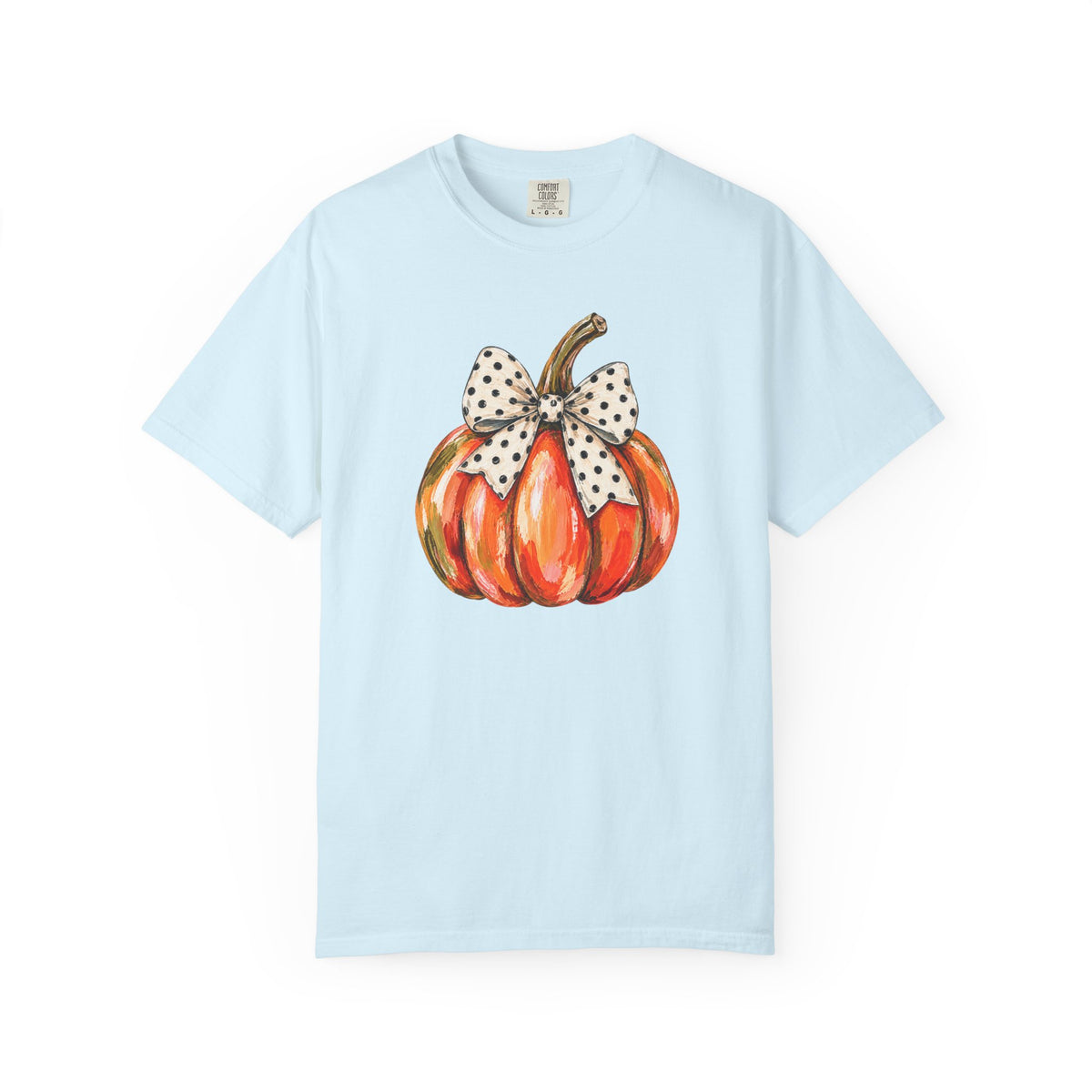 Pumpkin with Polka Dot Bow T-Shirt — Cute Fall Pumpkin Tee