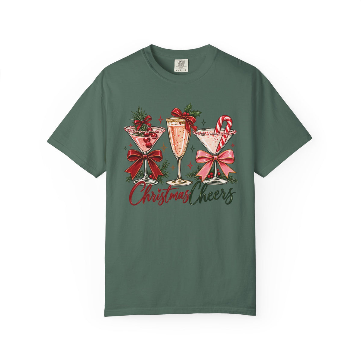 Christmas Cheers cocktail glasses T-Shirt | holiday cocktail design