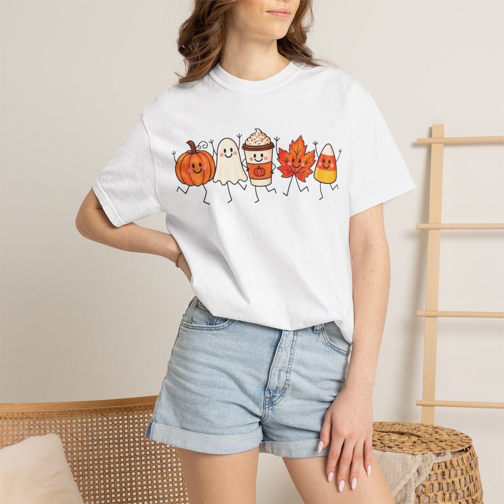 Cute Halloween Friends T-shirt | Pumpkin Ghost Latte Leaf Candy Corn