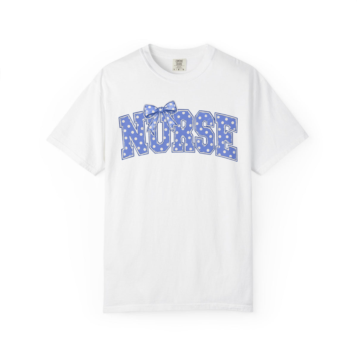 Nurse Polka Dot Bow Tee — Cute Blue Nurse T-Shirt
