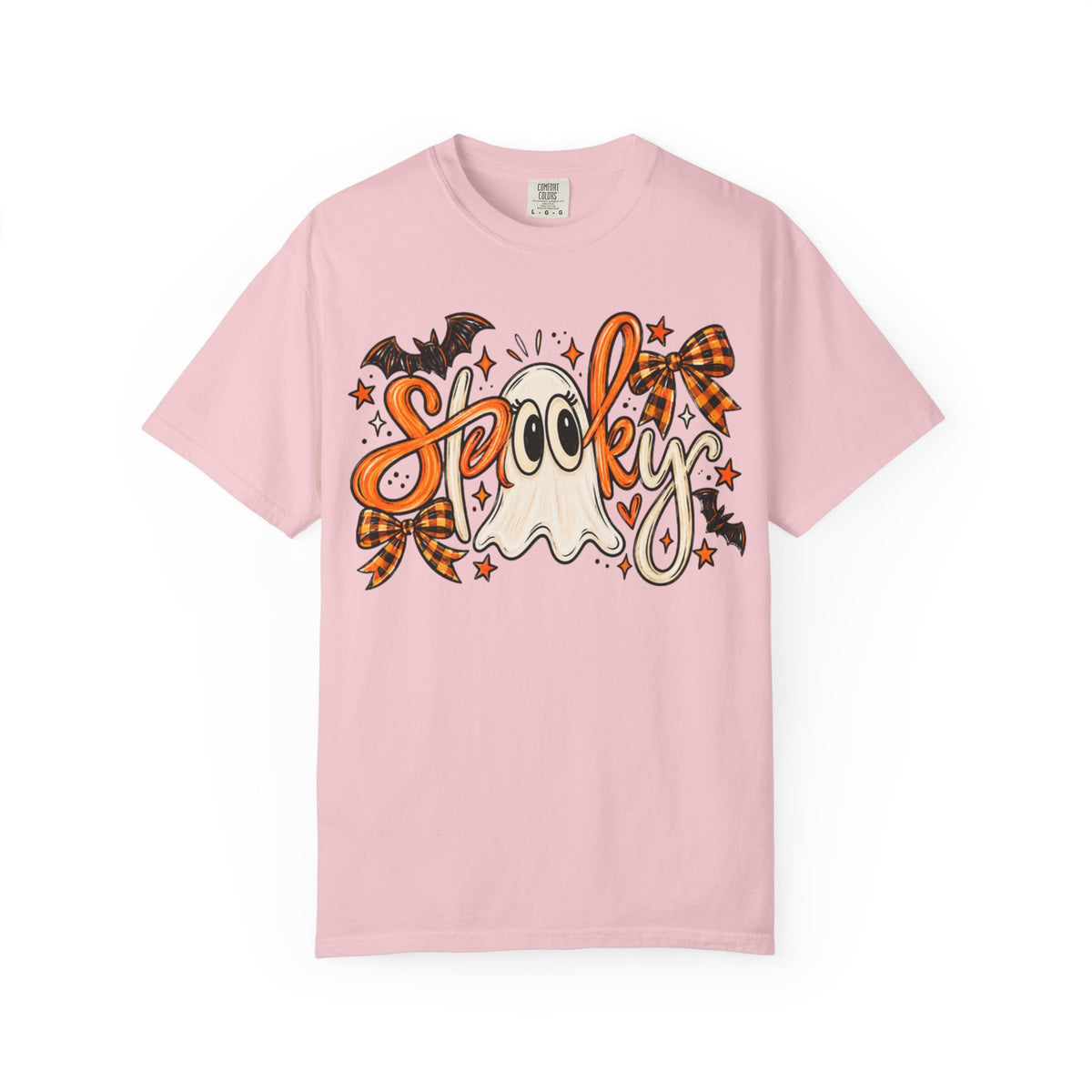 Spooky Ghost Tee | Halloween Ghosts, Bats & Plaid Bows T-Shirt
