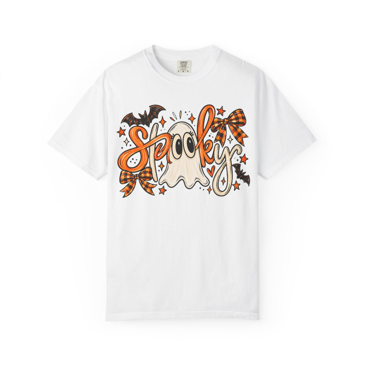 Spooky Ghost Tee | Halloween Ghosts, Bats & Plaid Bows T-Shirt