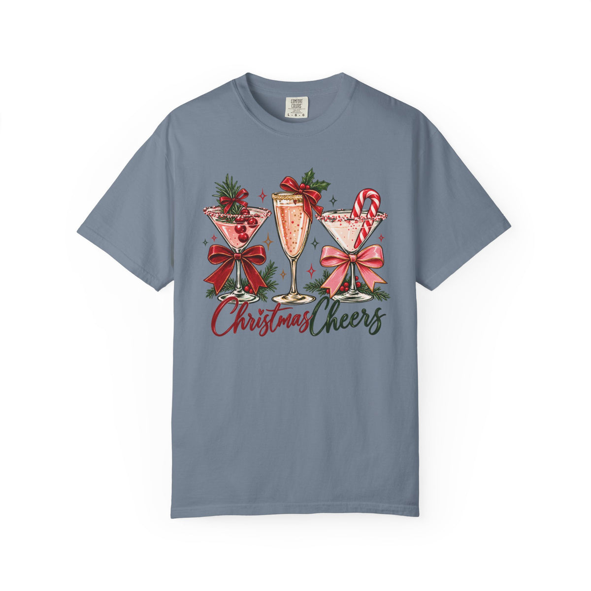 Christmas Cheers cocktail glasses T-Shirt | holiday cocktail design