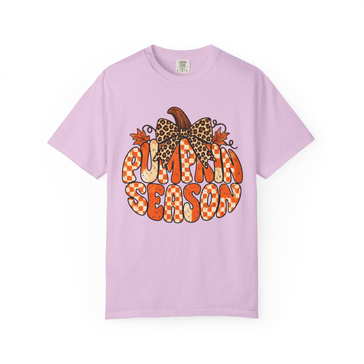 Pumpkin Season T-Shirt — Retro Pumpkin Graphic with Leopard Bow