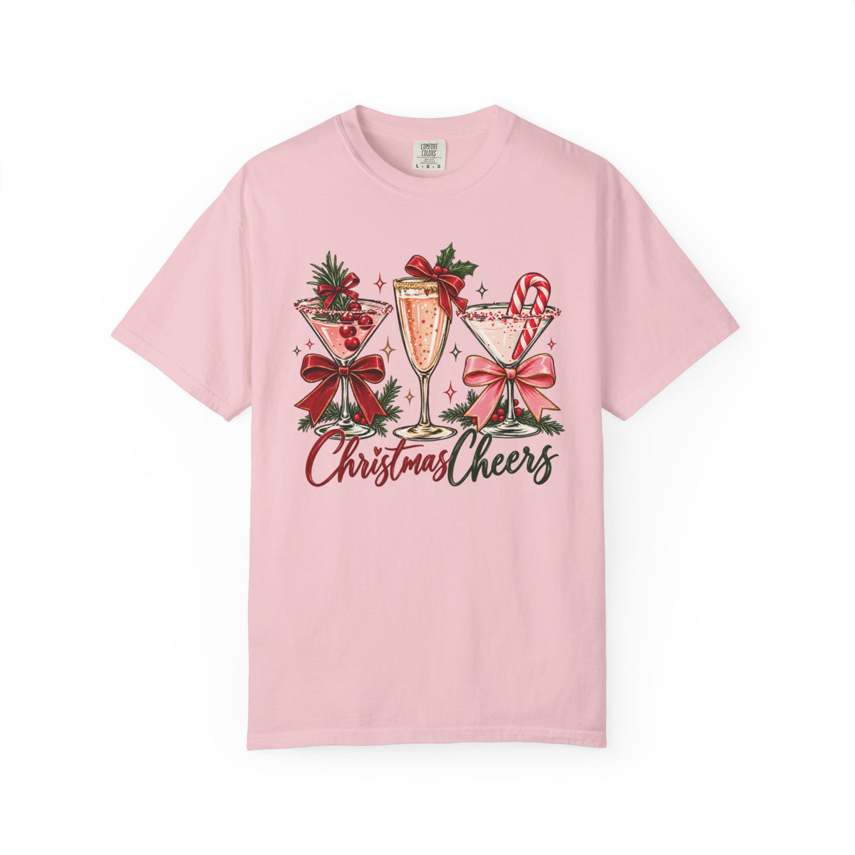 Christmas Cheers cocktail glasses T-Shirt | holiday cocktail design