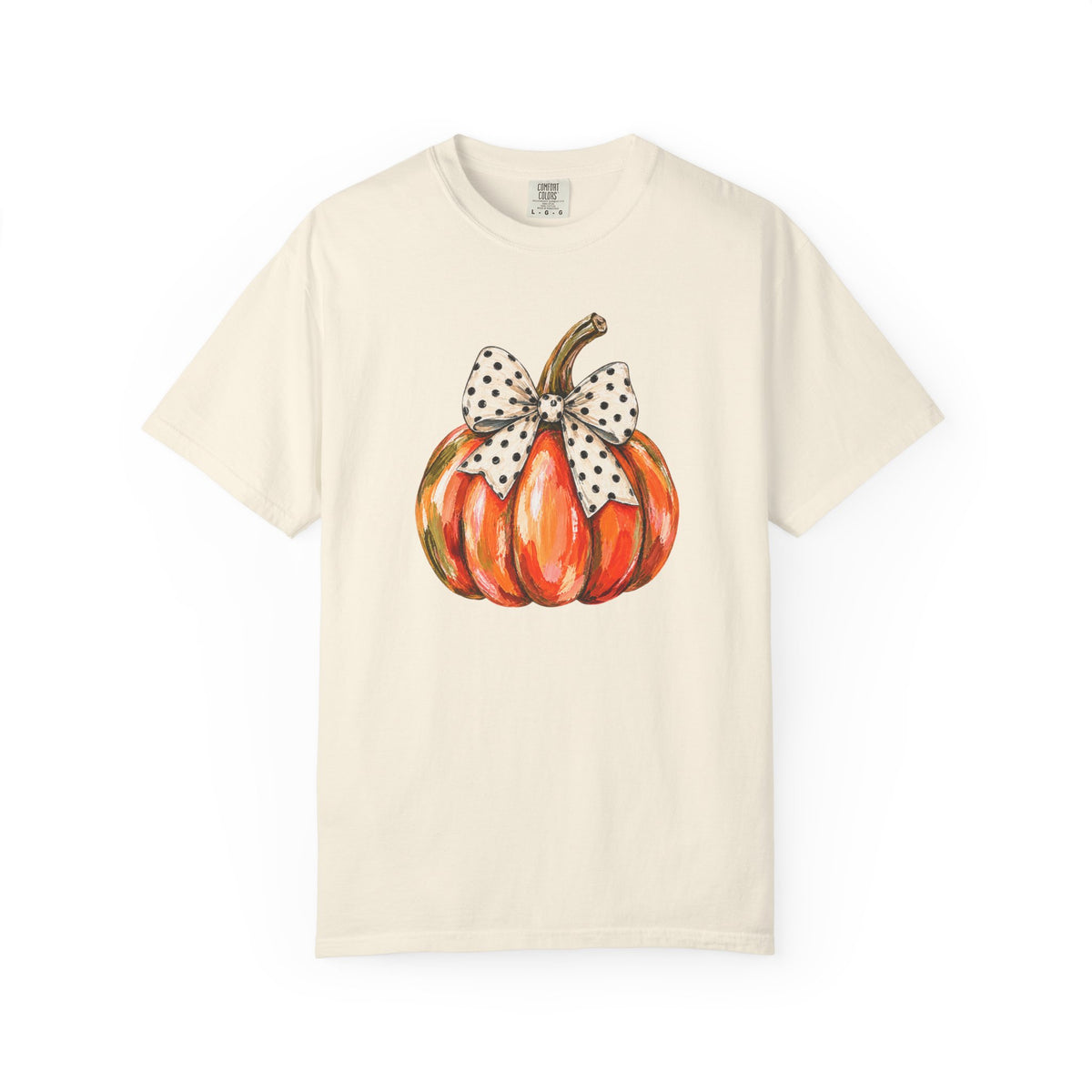 Pumpkin with Polka Dot Bow T-Shirt — Cute Fall Pumpkin Tee