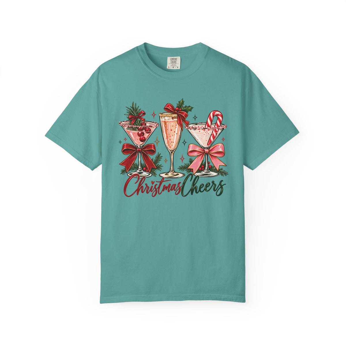 Christmas Cheers cocktail glasses T-Shirt | holiday cocktail design