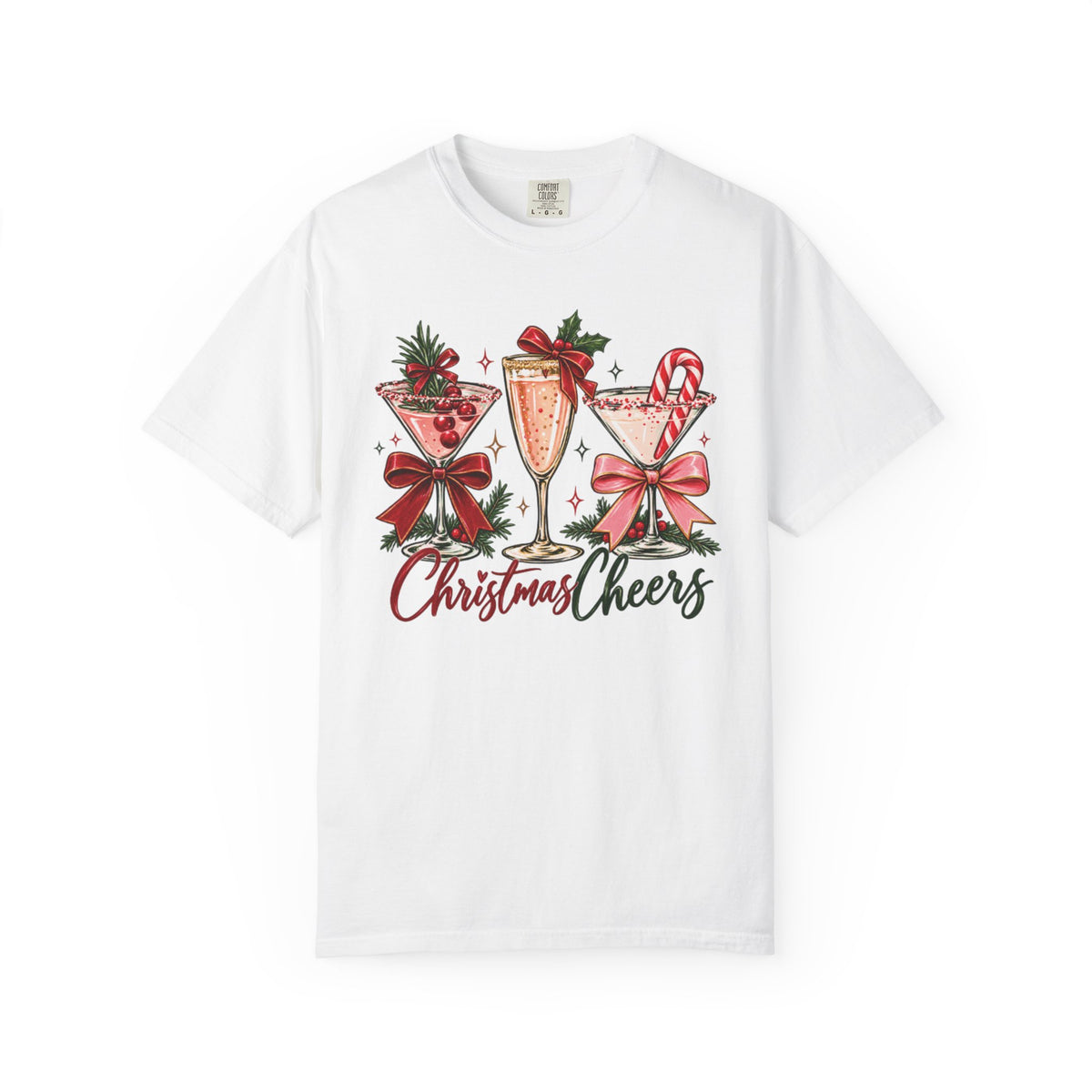 Christmas Cheers cocktail glasses T-Shirt | holiday cocktail design