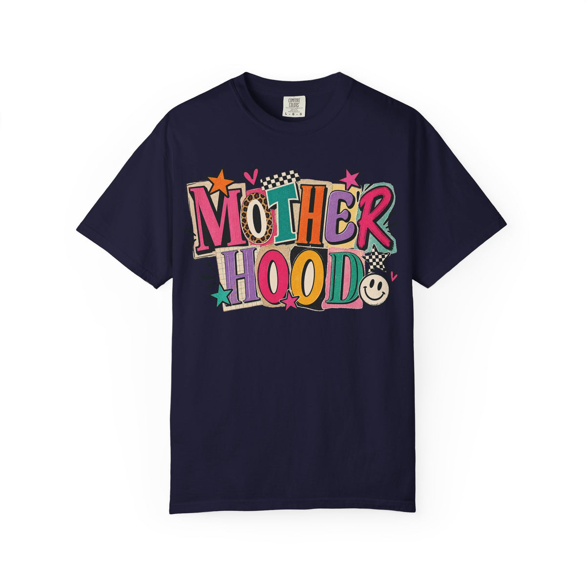 Motherhood Retro Doodle T-Shirt | Colorful Mom Typography
