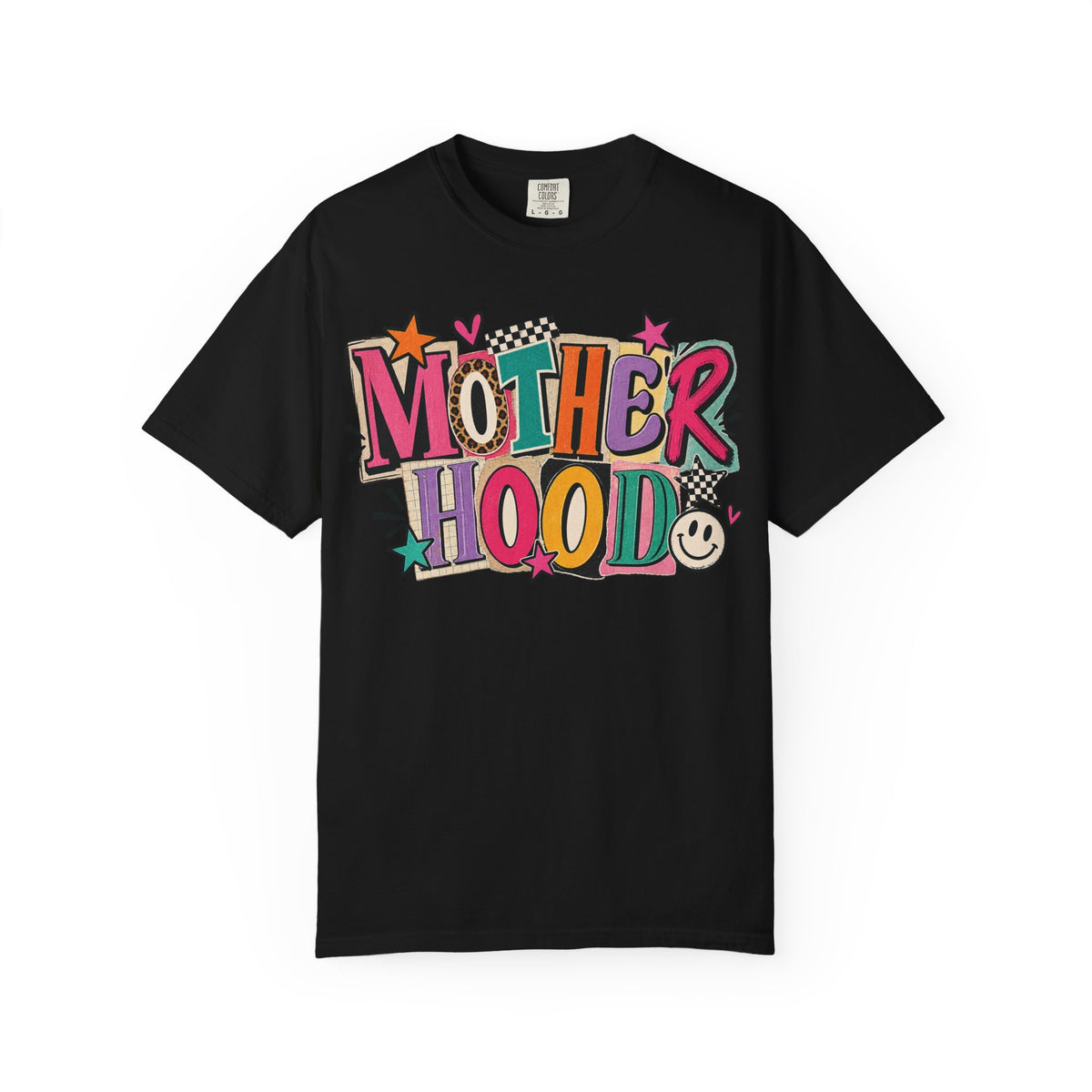 Motherhood Retro Doodle T-Shirt | Colorful Mom Typography
