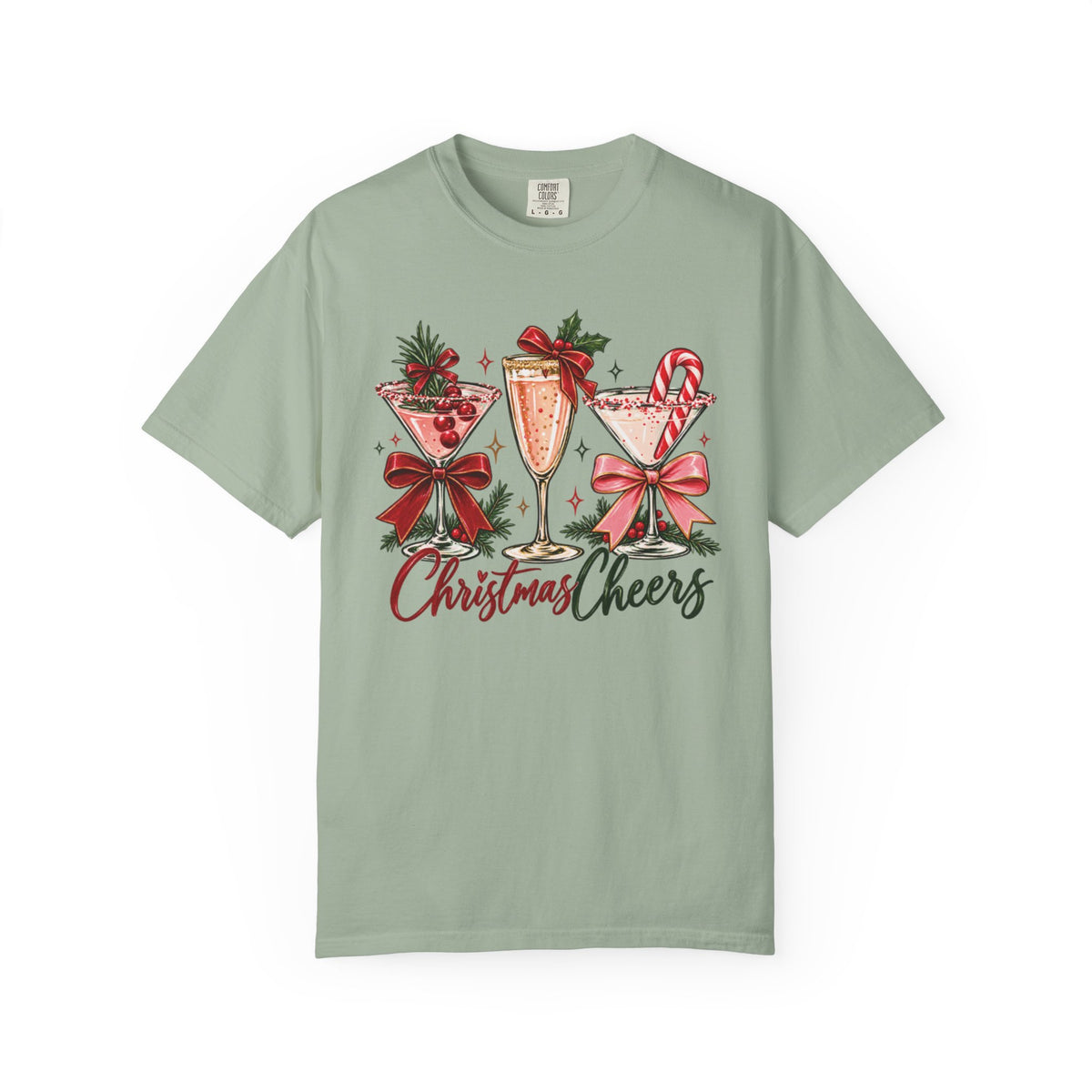 Christmas Cheers cocktail glasses T-Shirt | holiday cocktail design