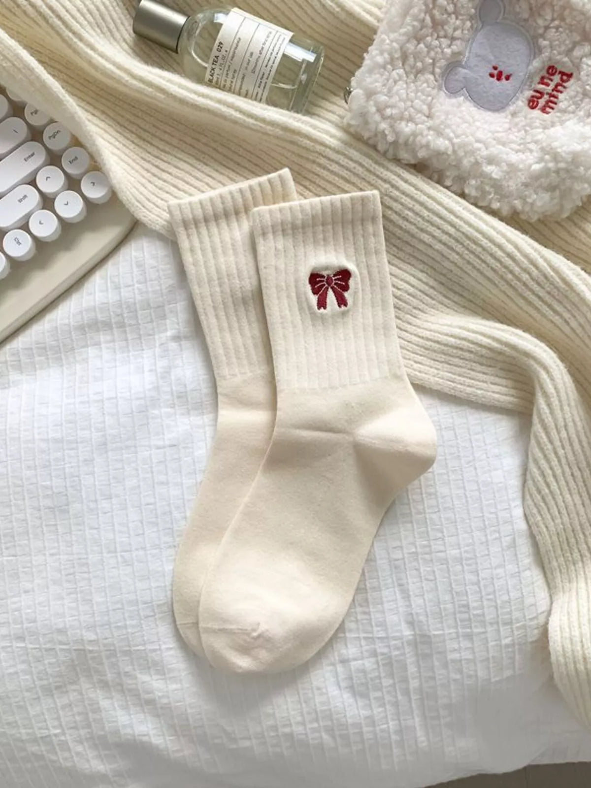 Ribbed Cotton Crew Socks