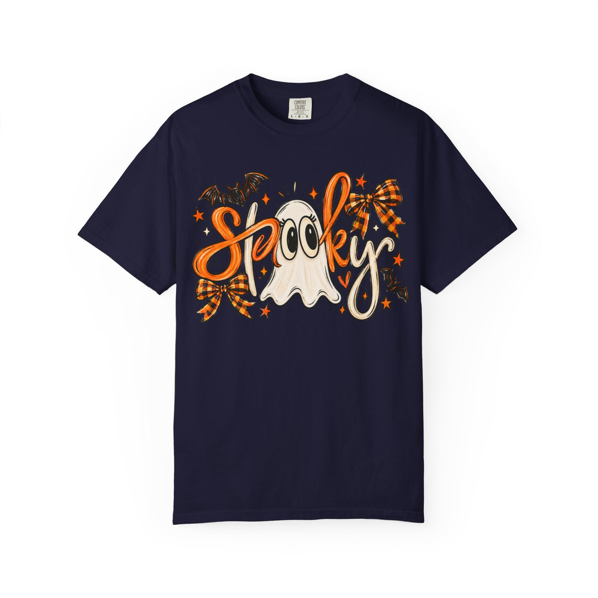 Spooky Ghost Tee | Halloween Ghosts, Bats & Plaid Bows T-Shirt