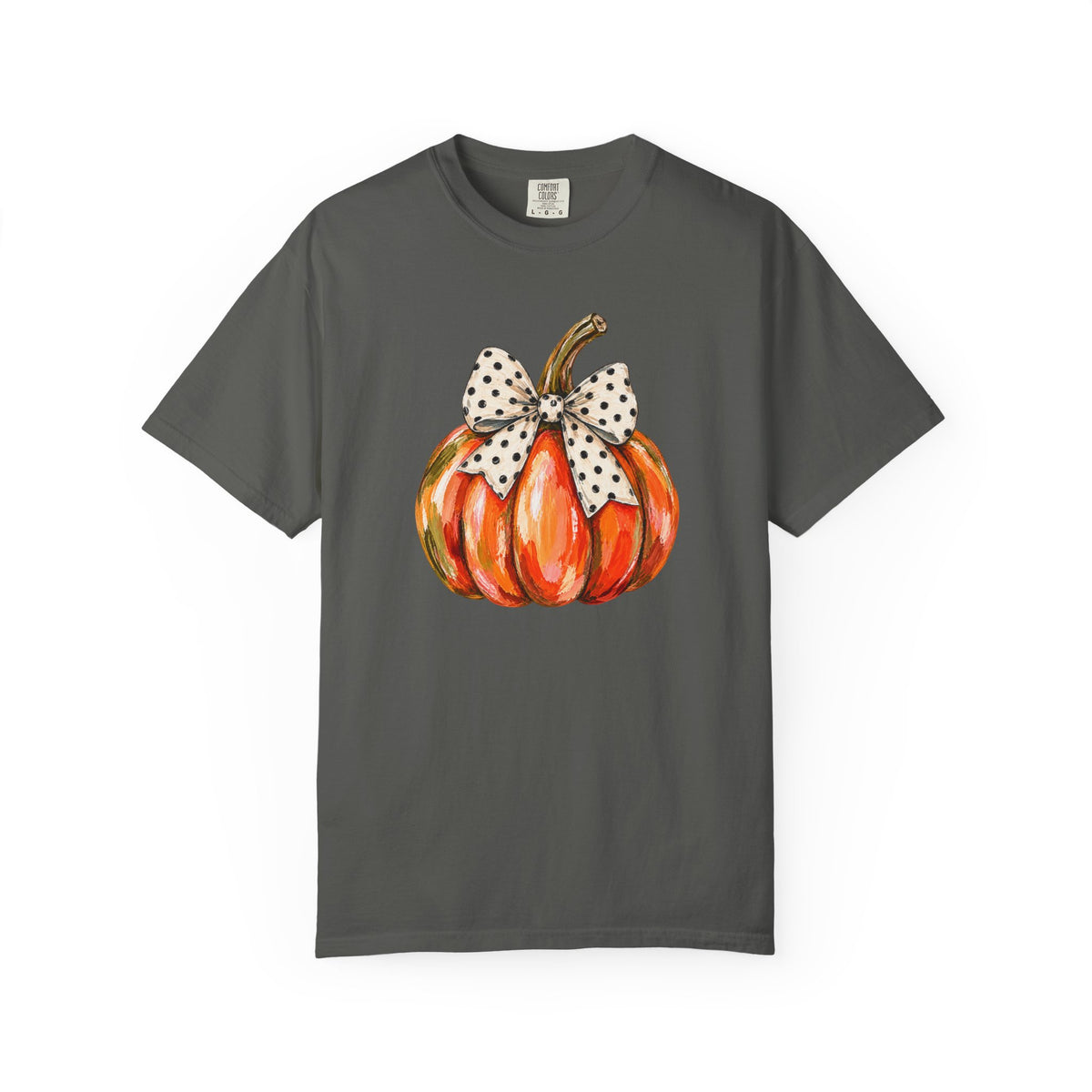 Pumpkin with Polka Dot Bow T-Shirt — Cute Fall Pumpkin Tee
