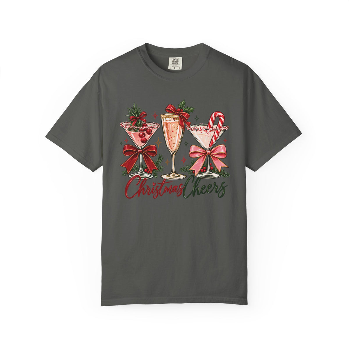 Christmas Cheers cocktail glasses T-Shirt | holiday cocktail design