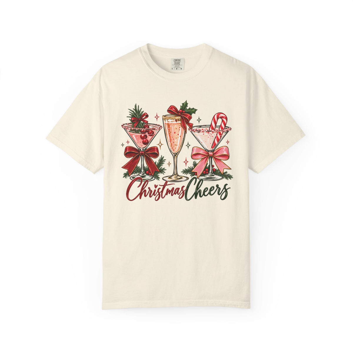 Christmas Cheers cocktail glasses T-Shirt | holiday cocktail design
