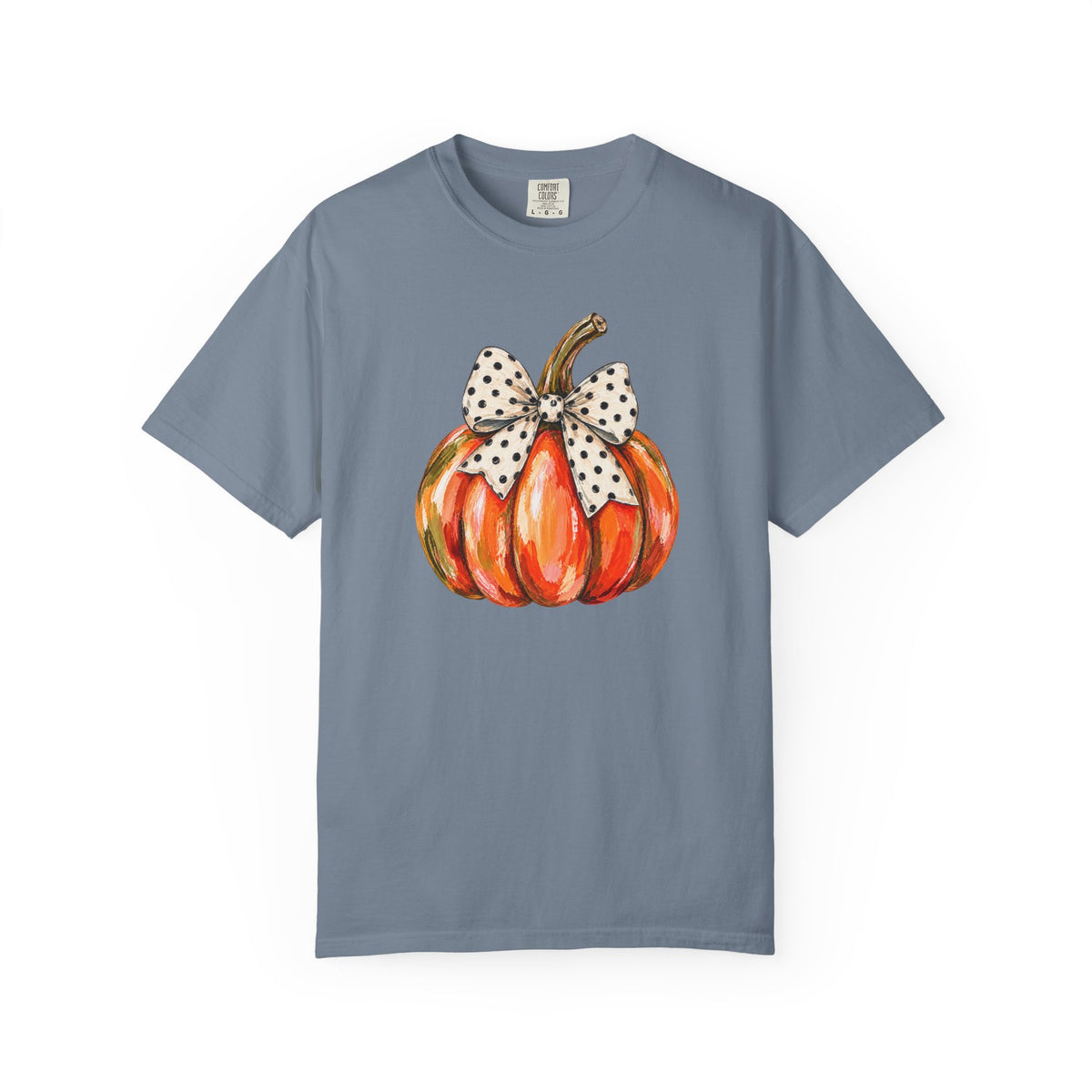 Pumpkin with Polka Dot Bow T-Shirt — Cute Fall Pumpkin Tee