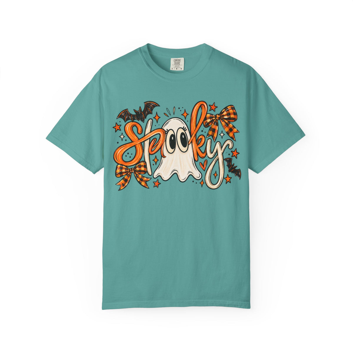 Spooky Ghost Tee | Halloween Ghosts, Bats & Plaid Bows T-Shirt