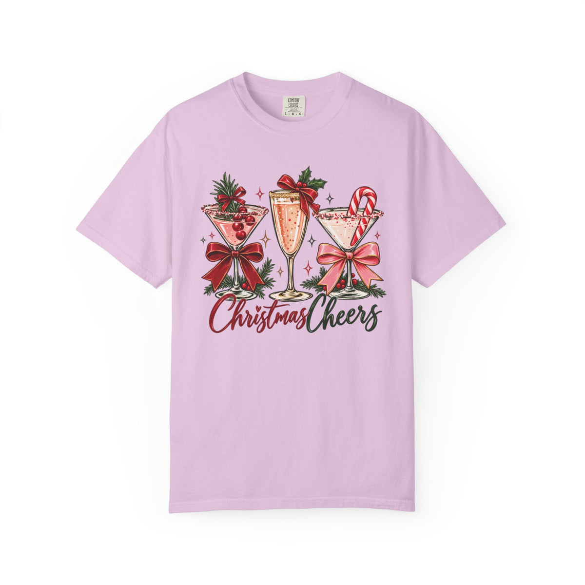 Christmas Cheers cocktail glasses T-Shirt | holiday cocktail design