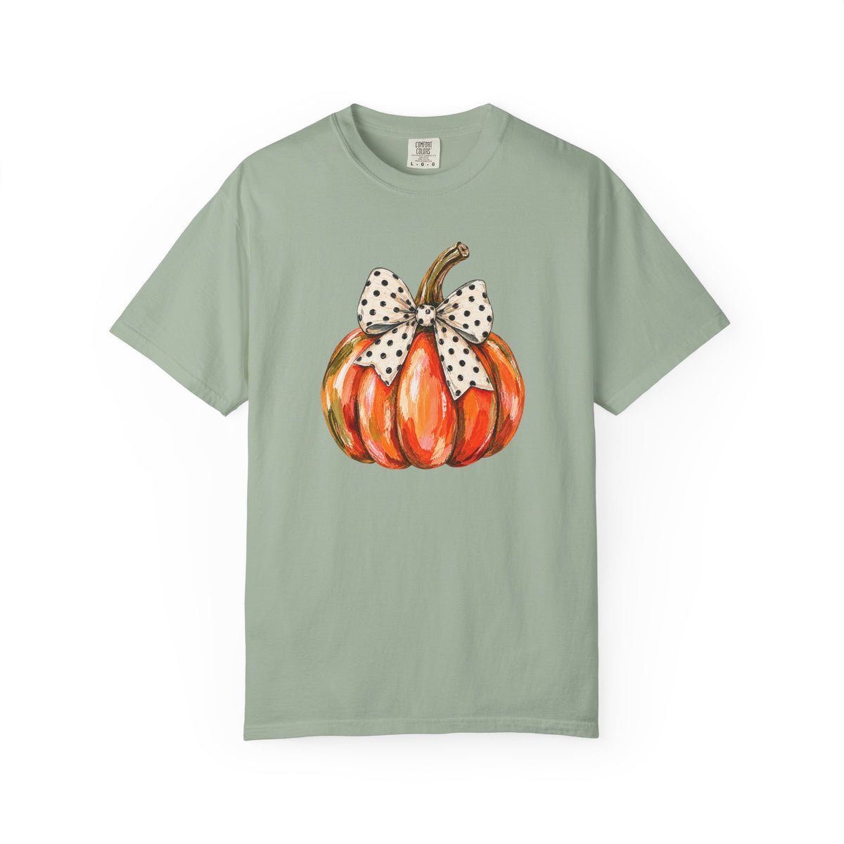 Pumpkin with Polka Dot Bow T-Shirt — Cute Fall Pumpkin Tee