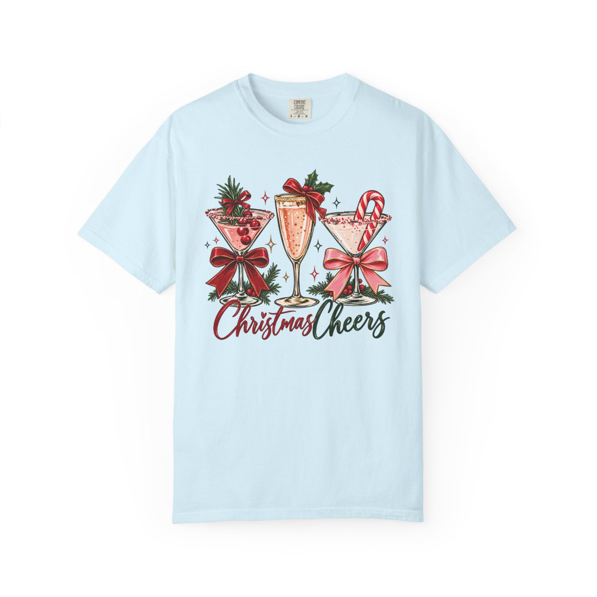 Christmas Cheers cocktail glasses T-Shirt | holiday cocktail design
