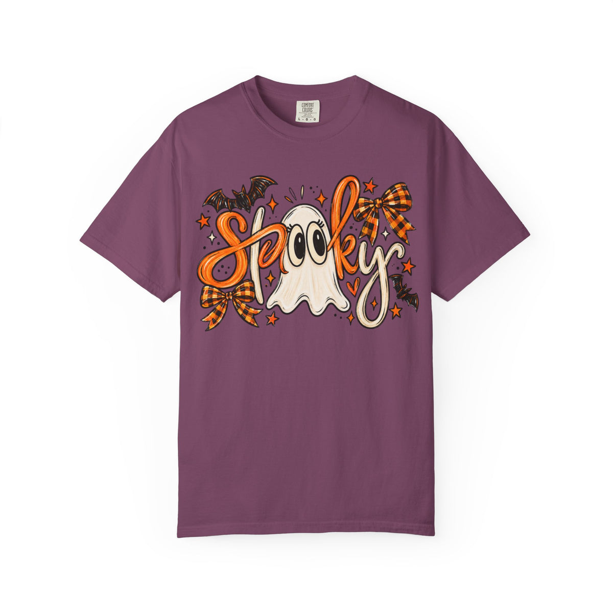 Spooky Ghost Tee | Halloween Ghosts, Bats & Plaid Bows T-Shirt