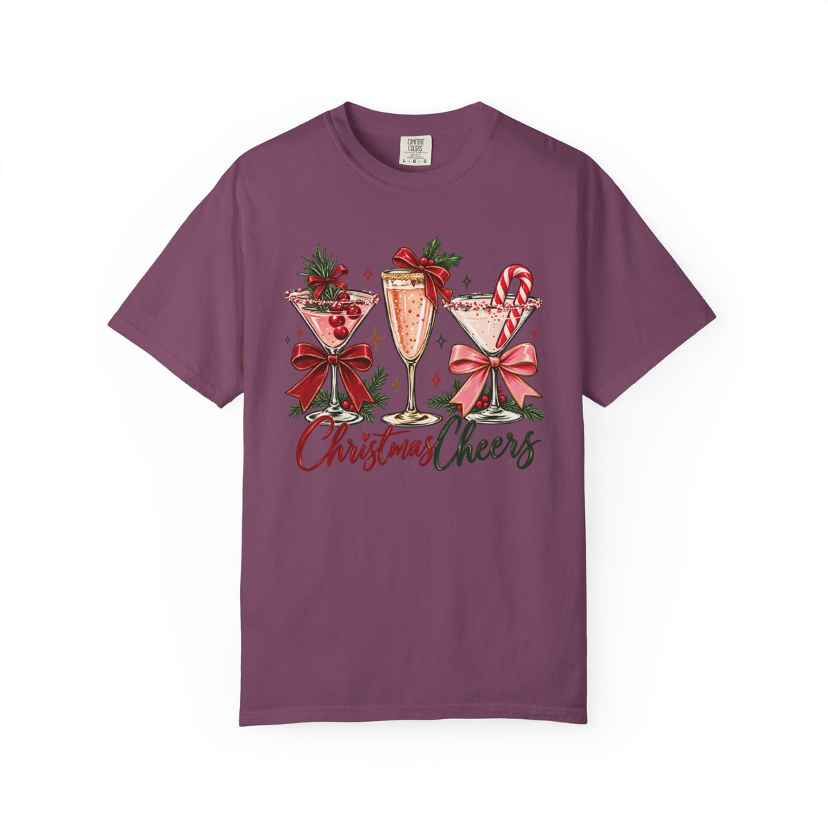 Christmas Cheers cocktail glasses T-Shirt | holiday cocktail design