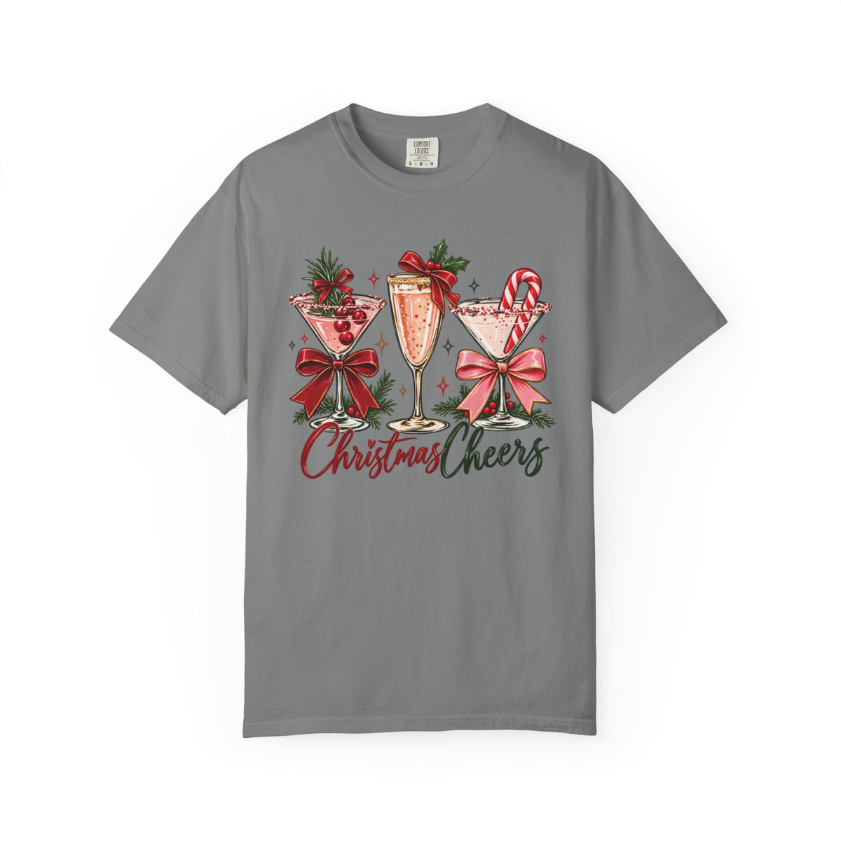 Christmas Cheers cocktail glasses T-Shirt | holiday cocktail design