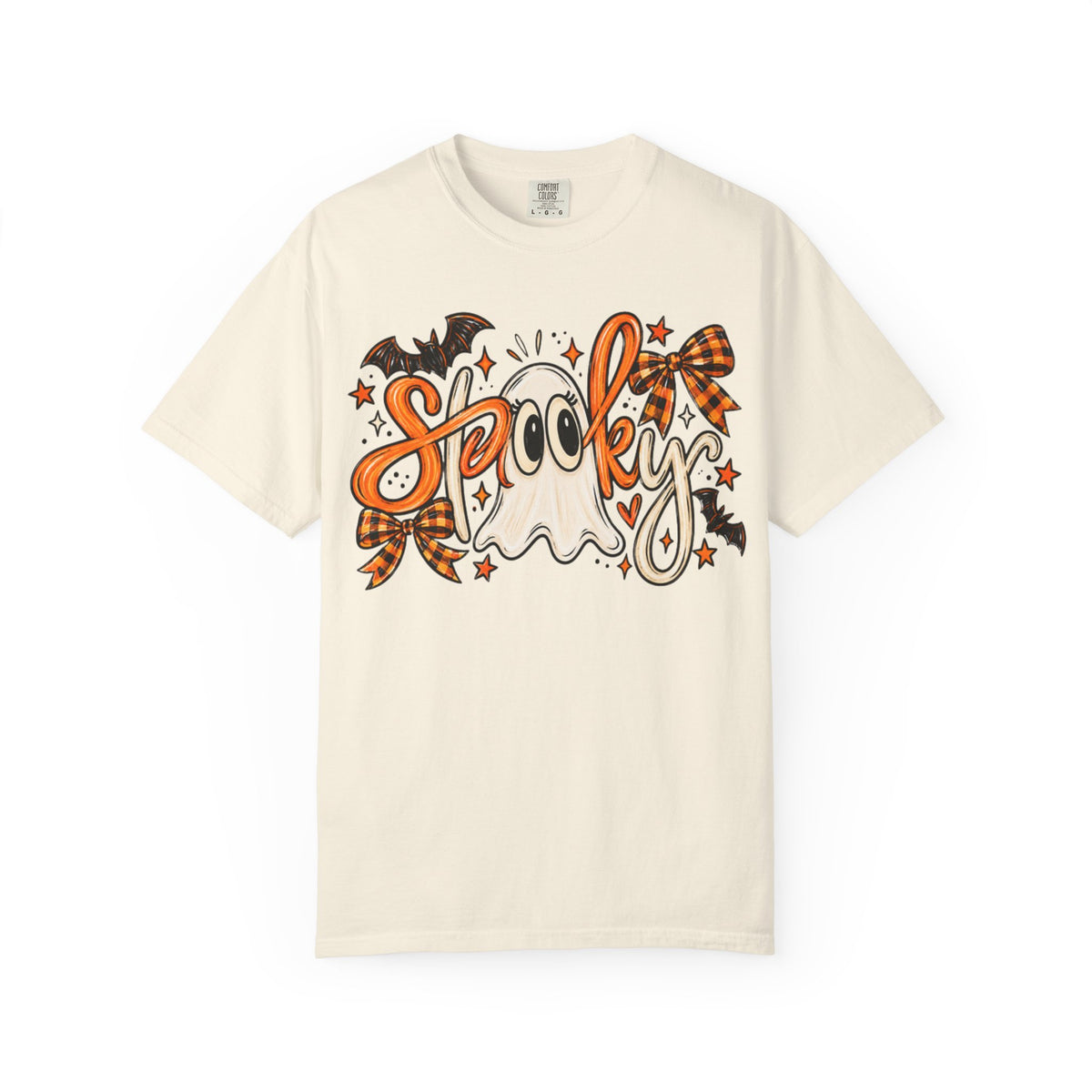 Spooky Ghost Tee | Halloween Ghosts, Bats & Plaid Bows T-Shirt