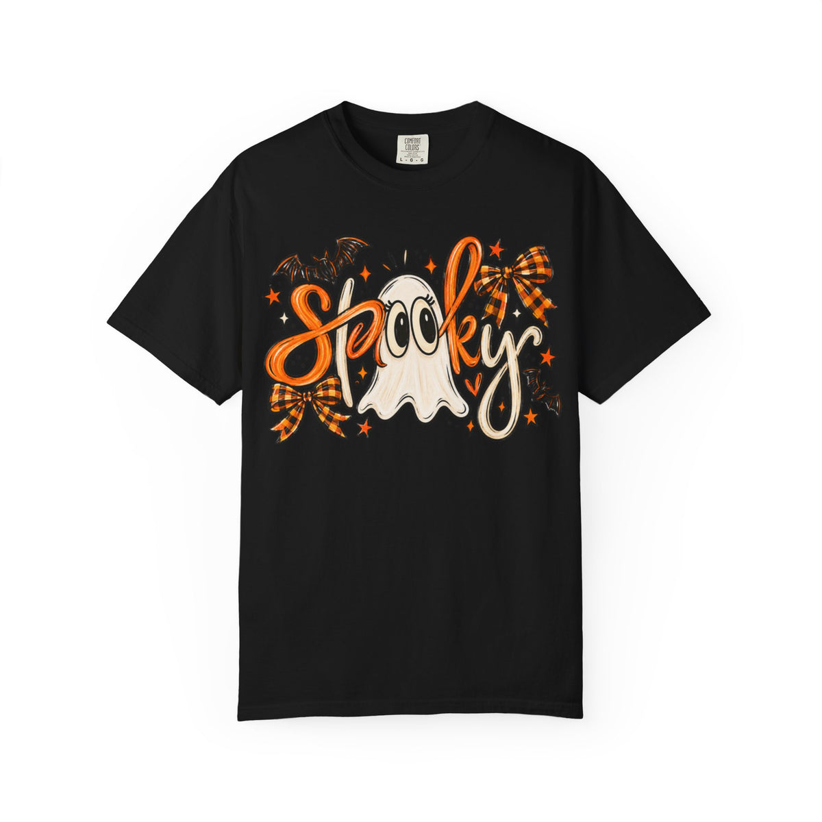 Spooky Ghost Tee | Halloween Ghosts, Bats & Plaid Bows T-Shirt