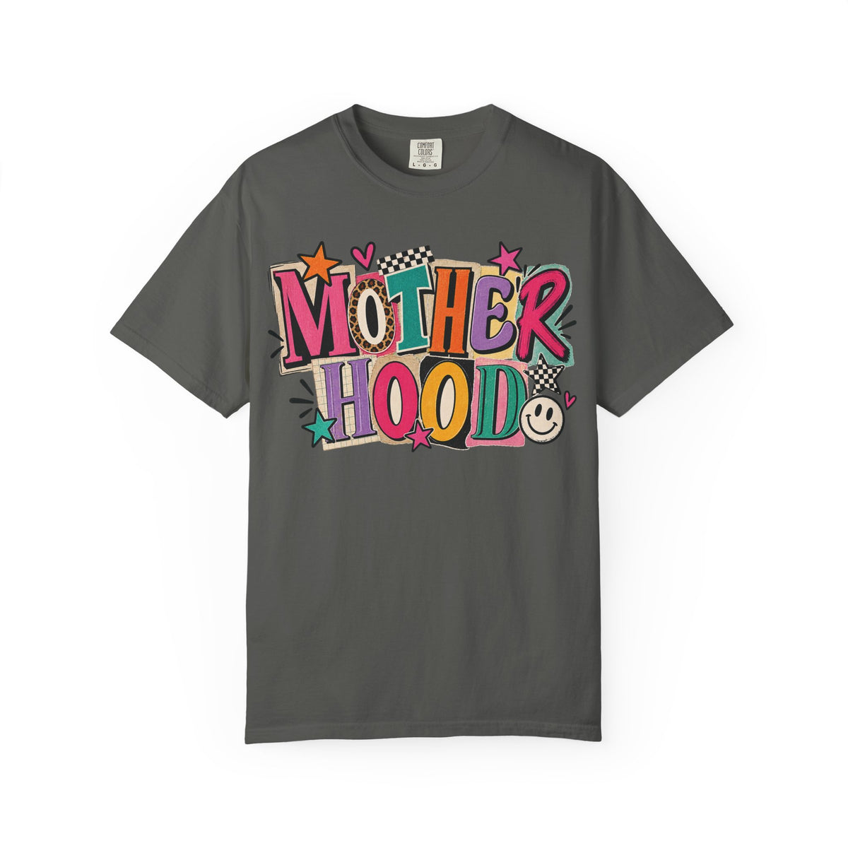 Motherhood Retro Doodle T-Shirt | Colorful Mom Typography
