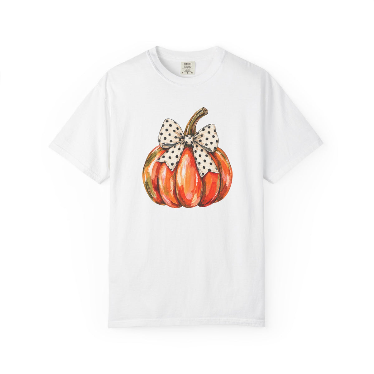 Pumpkin with Polka Dot Bow T-Shirt — Cute Fall Pumpkin Tee