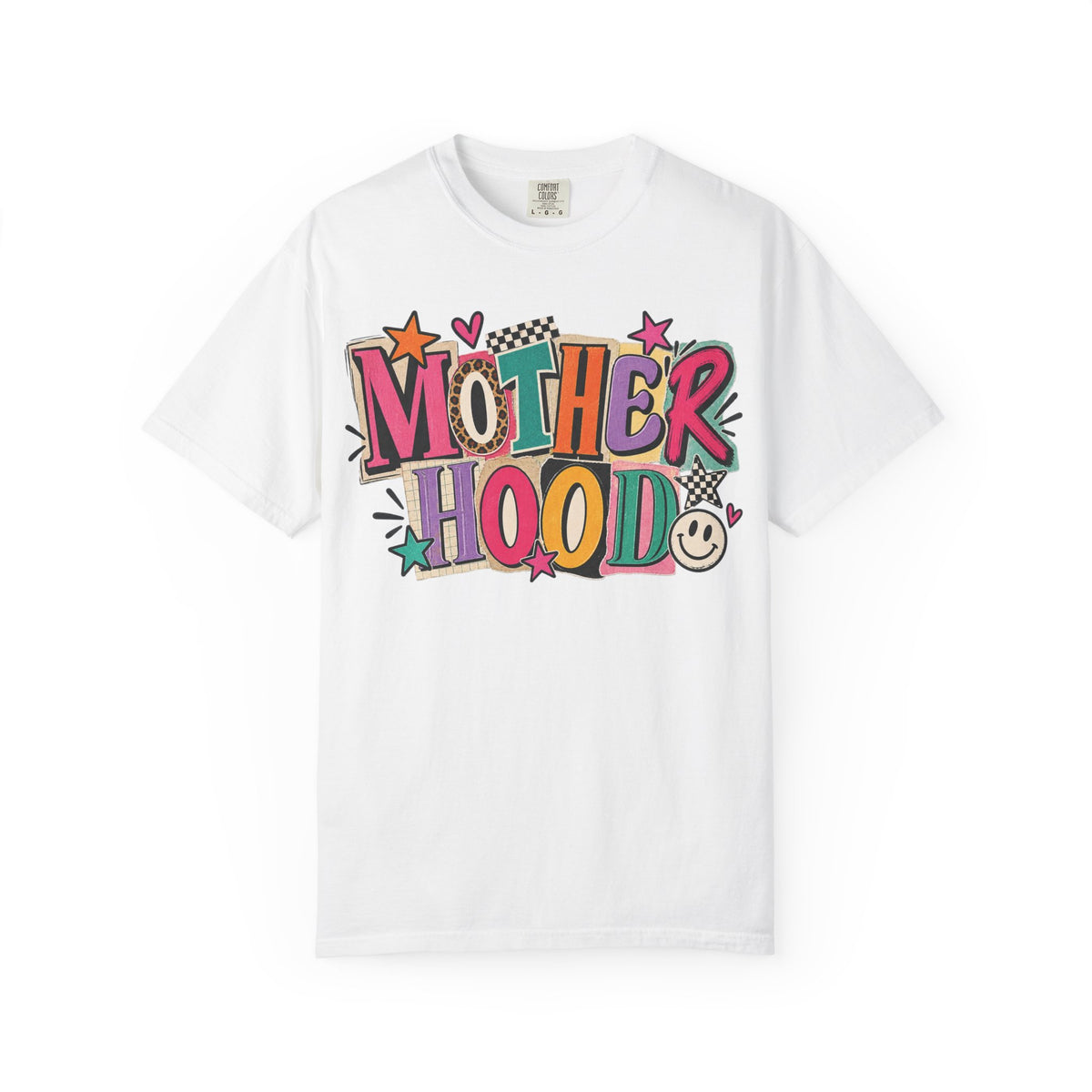 Motherhood Retro Doodle T-Shirt | Colorful Mom Typography